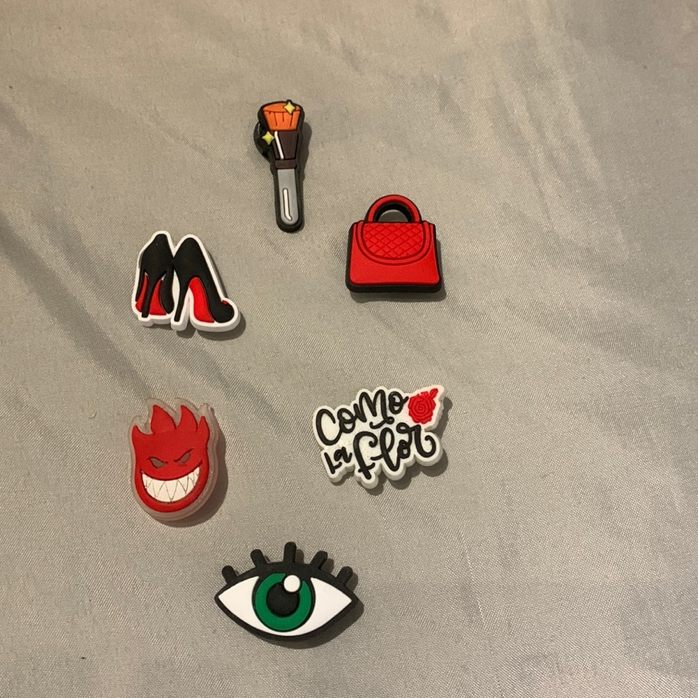 Red Croc Jibbitz 6 pack